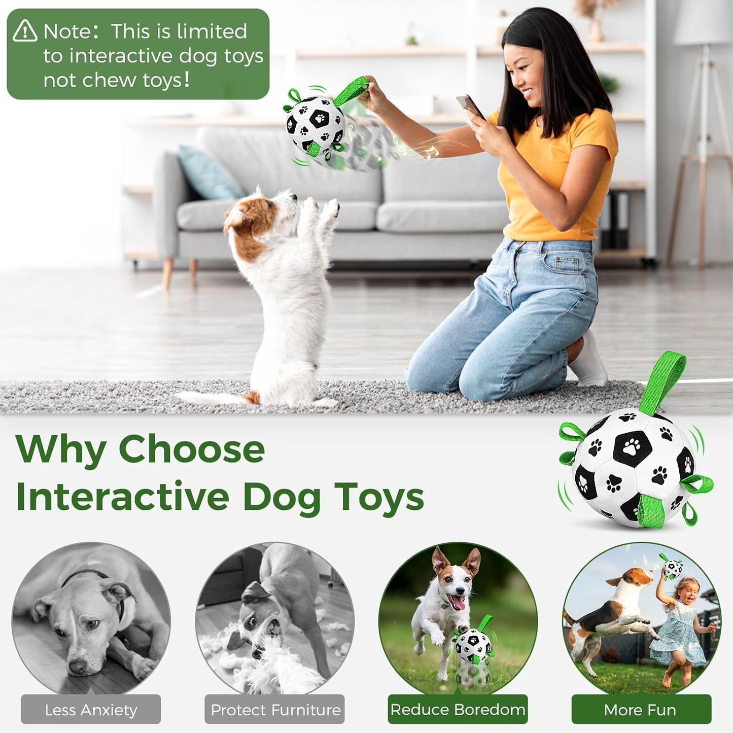 Interactive remote-control ball dog toy with nylon straps
