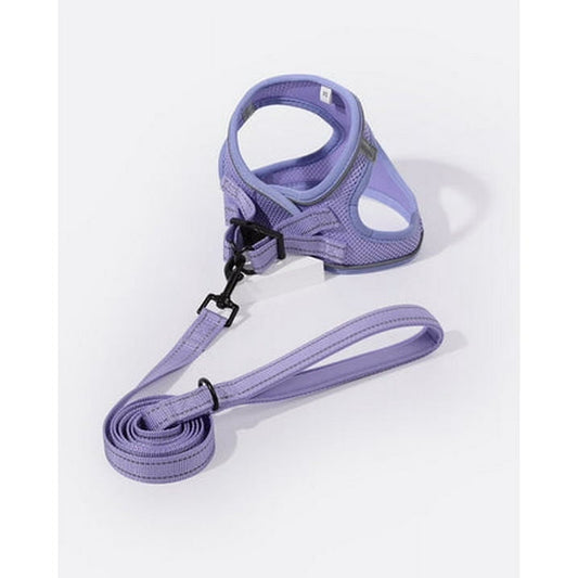 Puppy Harness and Leash Set,Reflective Adjustable Dog Harness for Small Dogs No Pull,Step in Soft Mesh Harness for Small and Medium Dogs,Purple Lavender,S