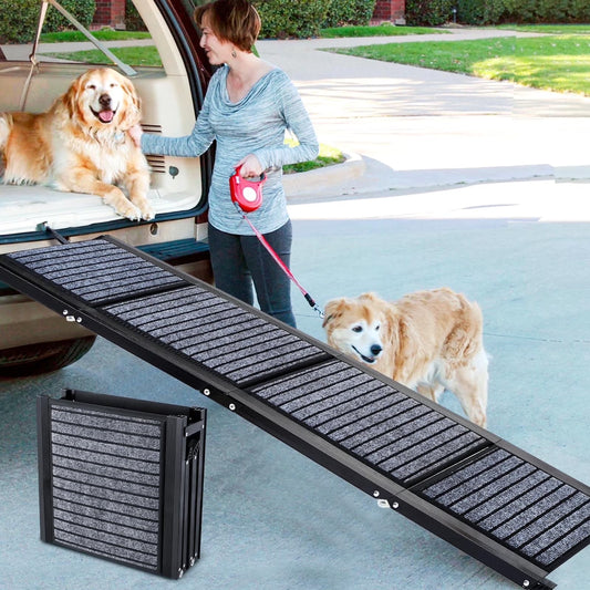 Furggis 67" Foldable Dog Ramps for Large Dogs, Dog Car Ramp with Non-Slip Rug Surface, Pet Ramp Stairs Portable,Dog Steps for Medium & Large Dogs up to 220 LBS Get into a Car, SUV & Truck