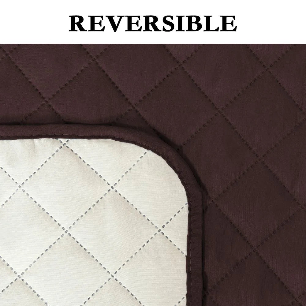 Comfortable Reversible OEKO-TEX Sofa Slipcover, Soft Cover, Brown/Beige, 75" X 110"