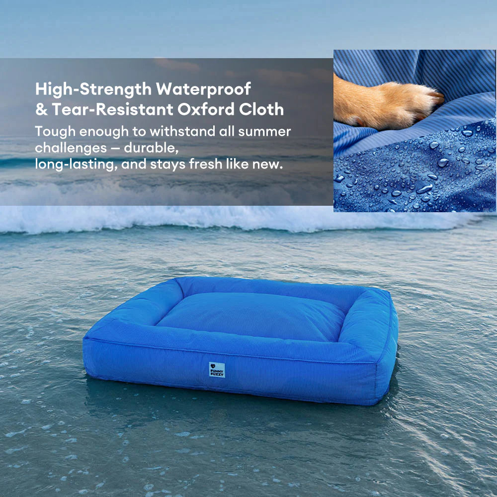 Waterproof fully enclosed dog bed with raised bolstered edges