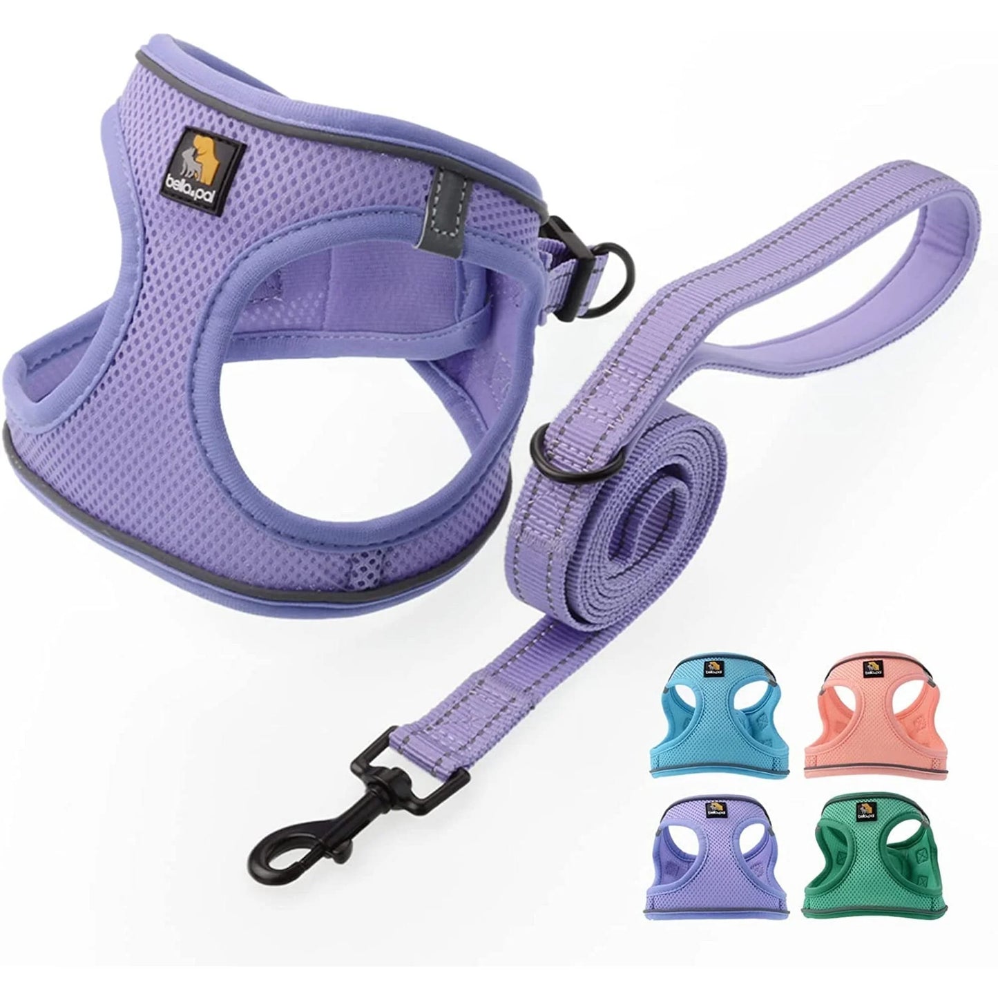 Puppy Harness and Leash Set,Reflective Adjustable Dog Harness for Small Dogs No Pull,Step in Soft Mesh Harness for Small and Medium Dogs,Purple Lavender,S