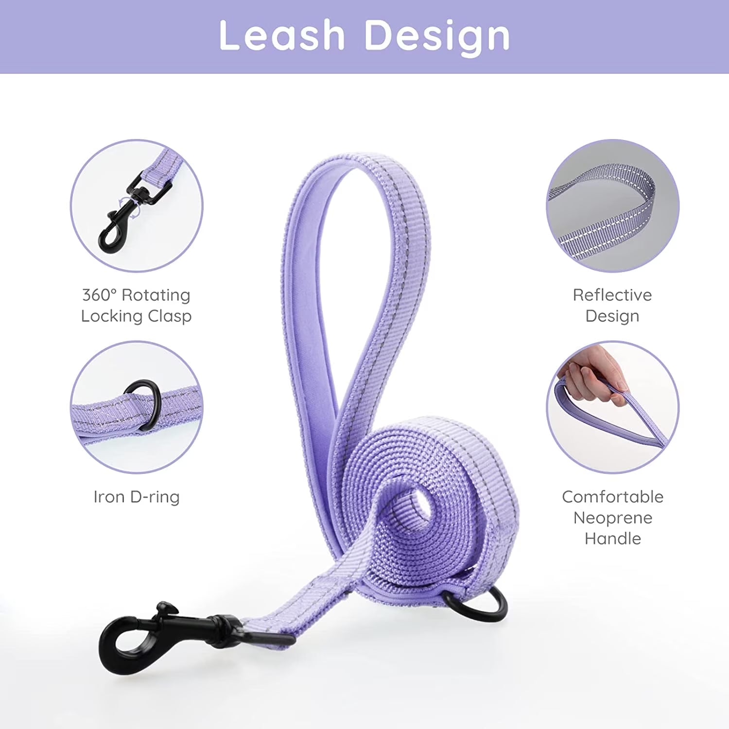 Puppy Harness and Leash Set,Reflective Adjustable Dog Harness for Small Dogs No Pull,Step in Soft Mesh Harness for Small and Medium Dogs,Purple Lavender,S
