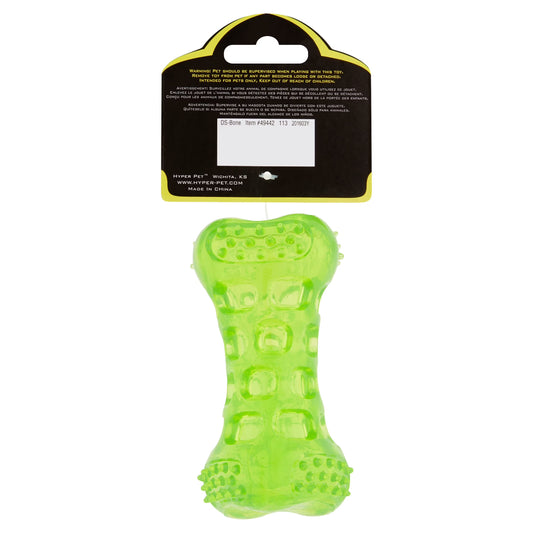 Dura-Squeaks Durable Non-Toxic TPR Bouncing Super Squeaky Dog Toy, Bone, Green