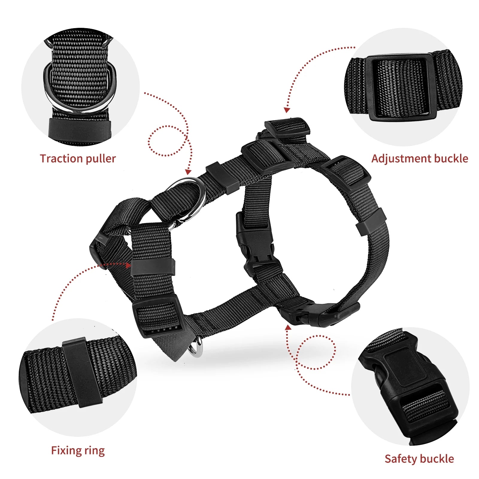 No Pull Dog Harness Soft Basic Nylon Adjustable Dog Vest Easy Walking Harness
