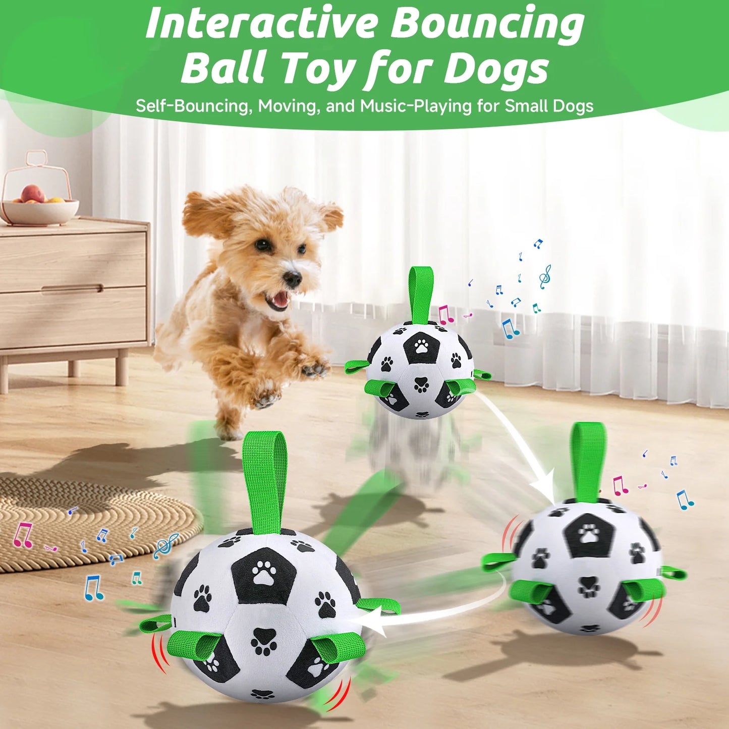 Interactive remote-control ball dog toy with nylon straps